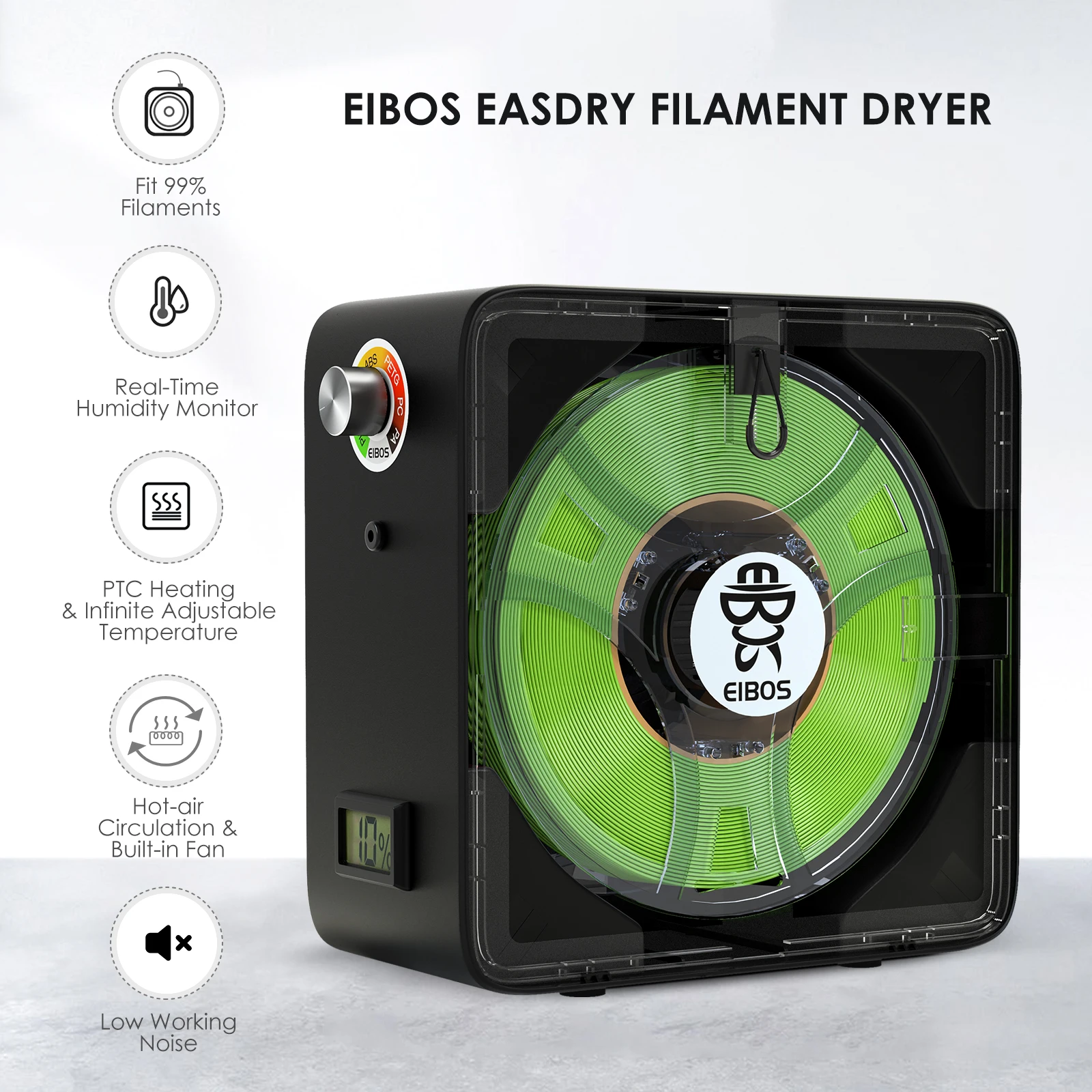 2025 Filament Dryer 3D Printer Filament Dry Box with Fan, Temperature Control, 1.75mm 2.85mm 3.00mm, 40~65,Storage Box