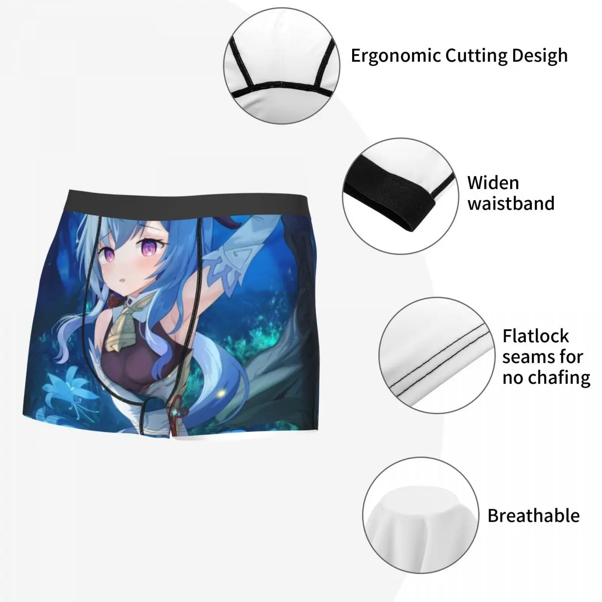 Custom Genshin Impact Anime Game Boxer Shorts For Homme 3D Printed Male Kawaii Ganyu Underwear Panties Briefs Soft Underpants