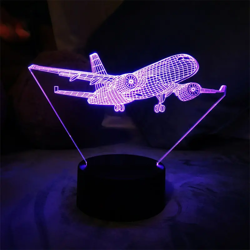 Airplane 3D Night Light Usb Plug-in Touch Bedside Lamp Kids Decoration Night Light Birthday Christmas Gift