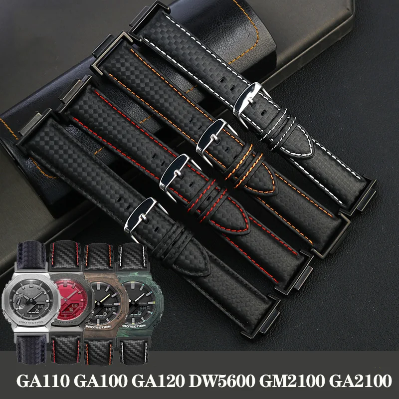 New Carbon Fiber Watchband For G-SHOCK Casio Black GA100 GA110 DW 5600 DW5600 GM2100 GA2100 GA2110 Modified Watch Band Strap