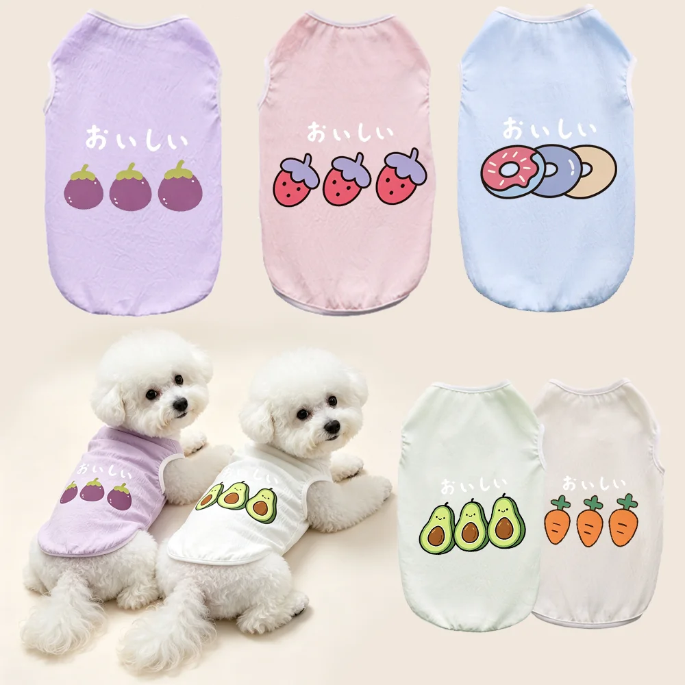 Cute Cartoon Fruit-Themed Pet Vest Cat&Dog Summer Soft Breathable T-shirt Casual Lightweight Daily Wear Of Bichon Frises Teddy