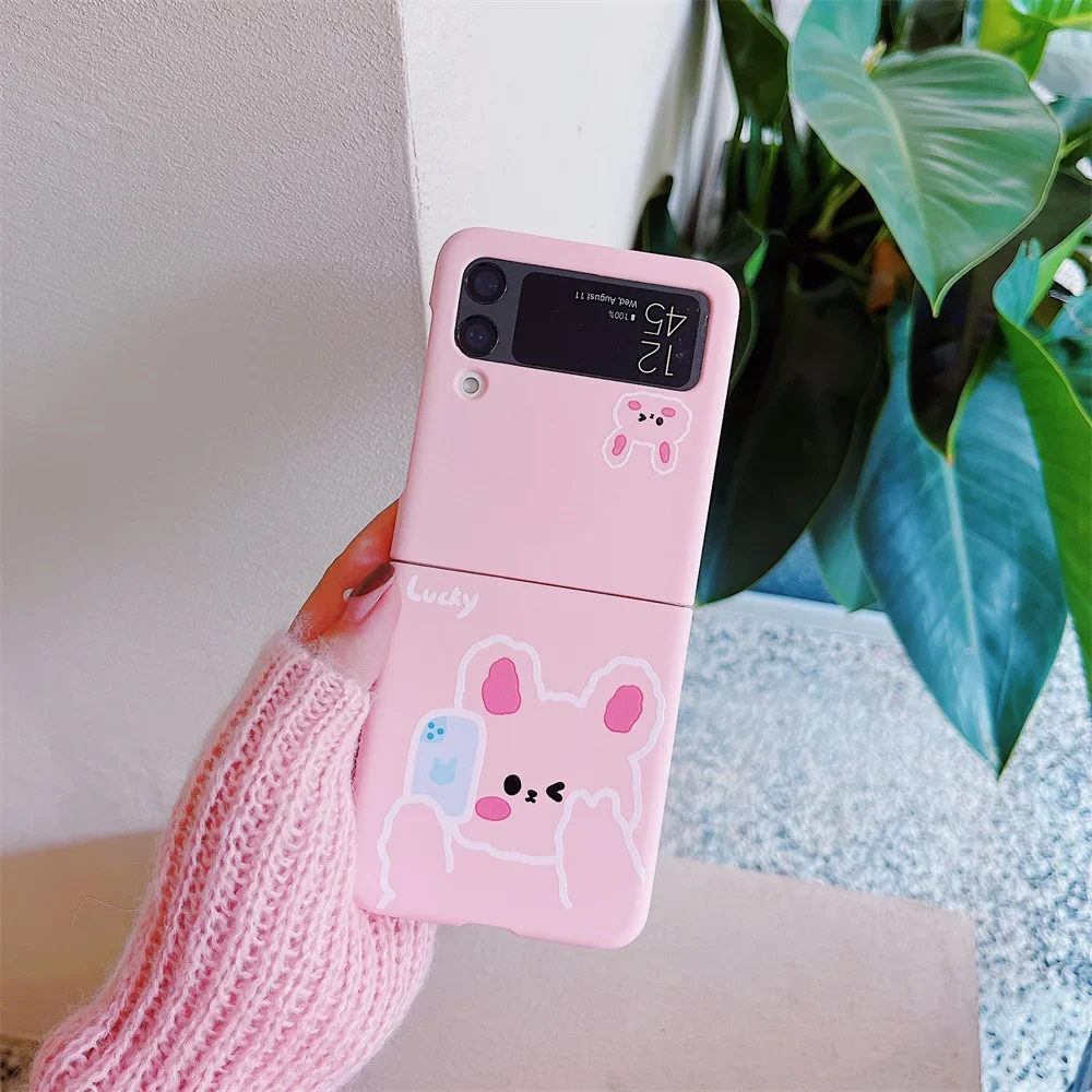 For Samsung ZFlip 4 3 5 Cartoon Bear Case For Samsung Galaxy Z Flip 4 6 5 Z Flip4 flip3 ZFlip5 Ultra Slim Hard Shockproof Cover