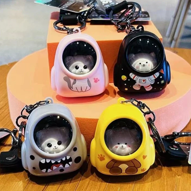 Llavero de mochila de astronauta con figura de animal del cielo estrellado luminoso, con luz y campana, bonito colgante de dibujos animados para bolso, regalo festivo