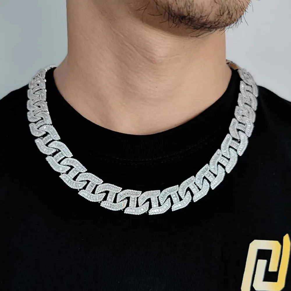 

Hip Hop Jewelry Luxury Iced Out Chain Simulated Rectangle CZ Miami Cuban Link Men's Necklace