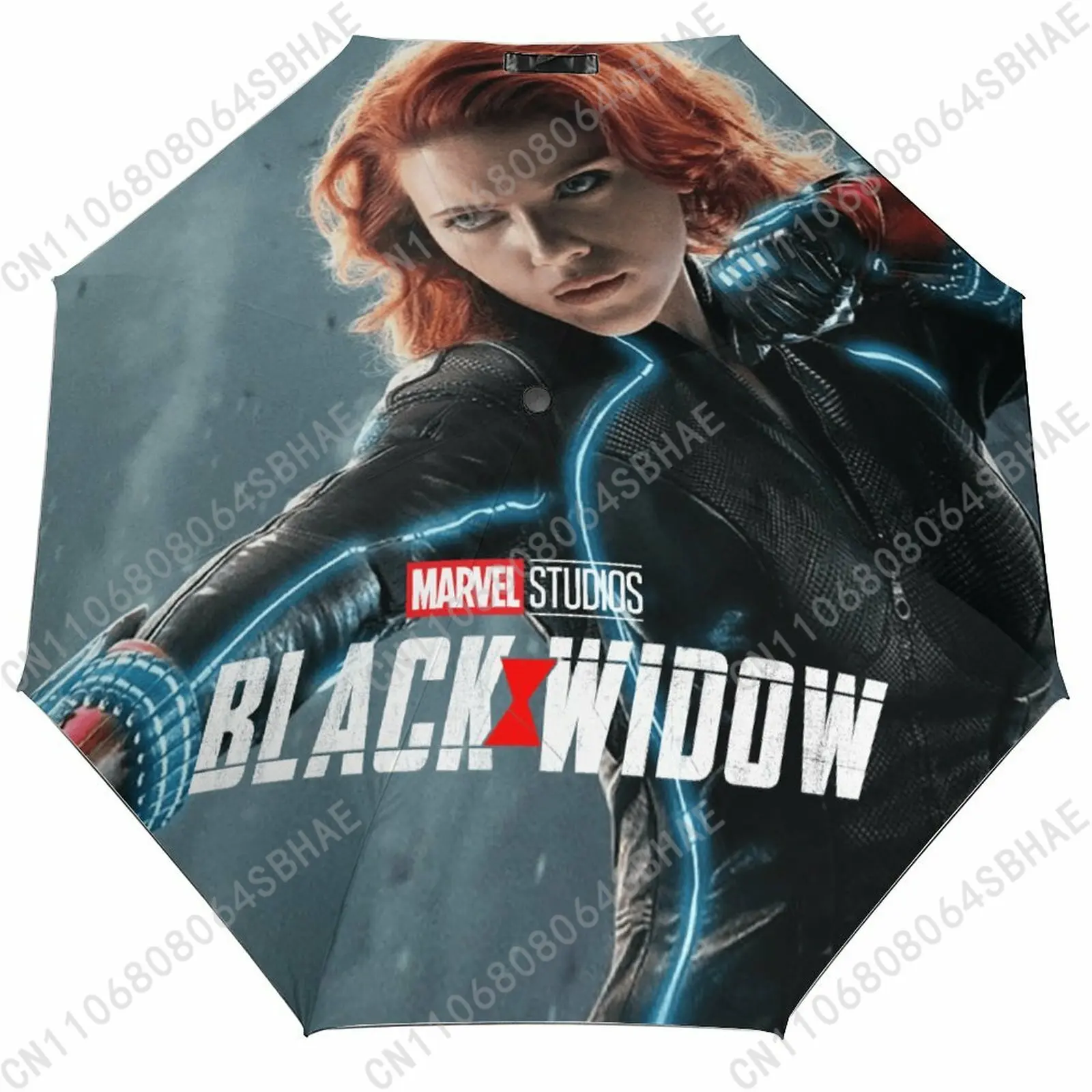 

Marvel Black Widow Automatic Foldable Umbrella One Button Umbrella with Black Coating Umbrella with Matching Pouch Cosplay