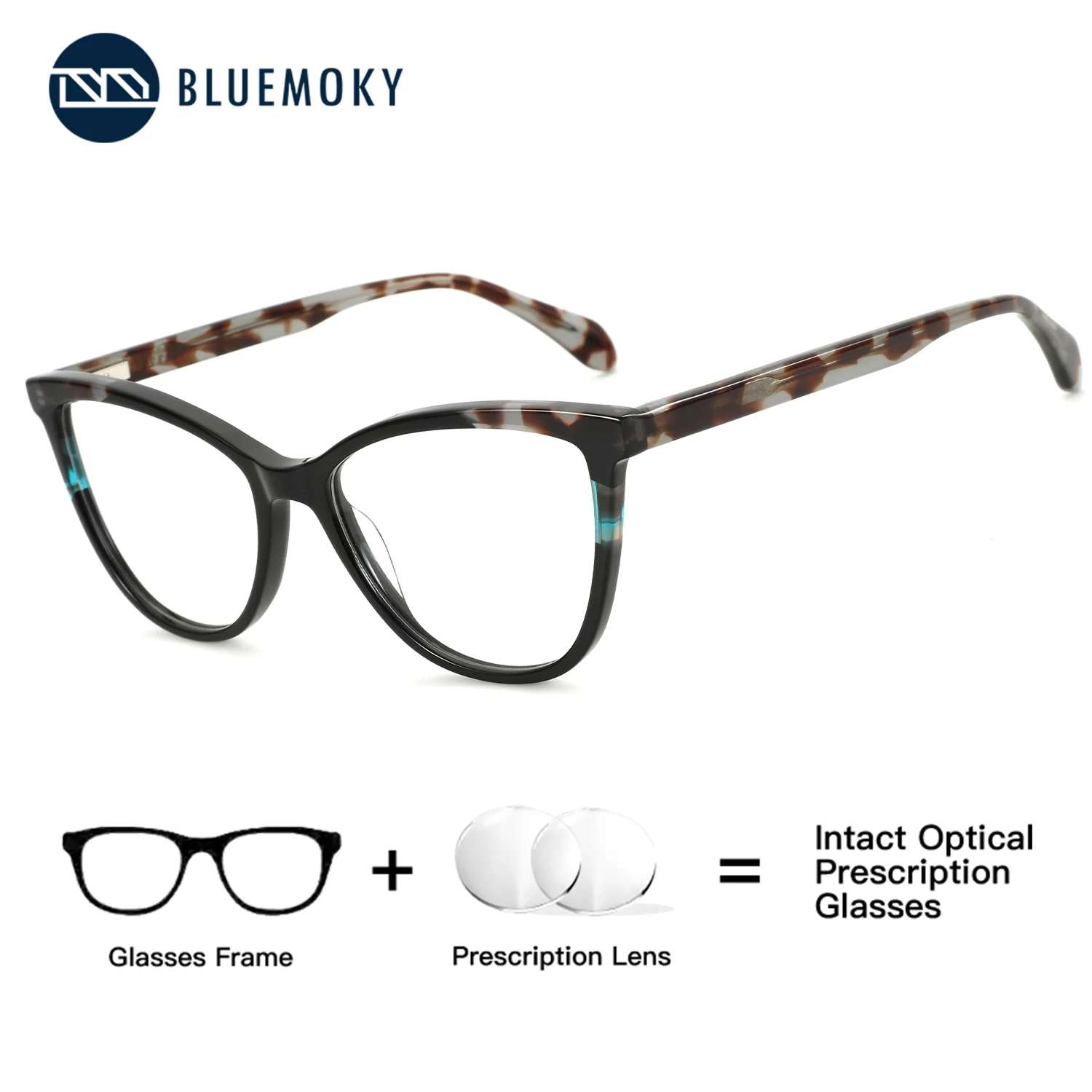 

BLUEMOKY (M Size) Women Acetate Butterfly Prescription Medical Corrected Glasses Anti Blue Light Photochromic Myopia Multifocal