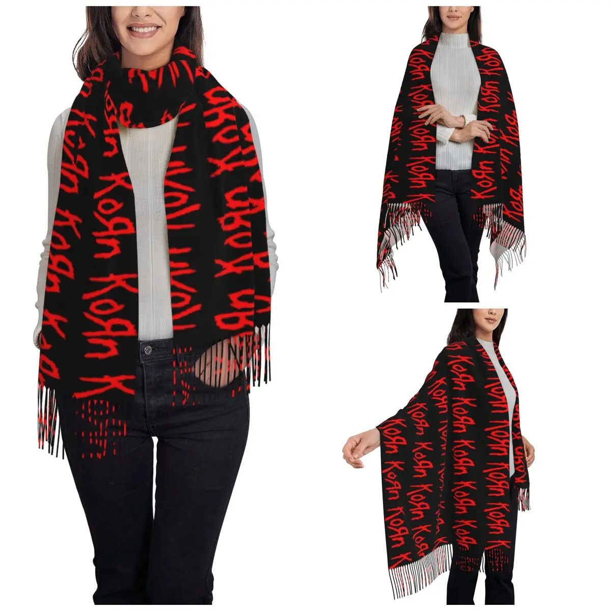 Women's Tassel Scarf Korn-Symbol Long Super Soft Shawl and Wrap Gifts Pashmina Scarves