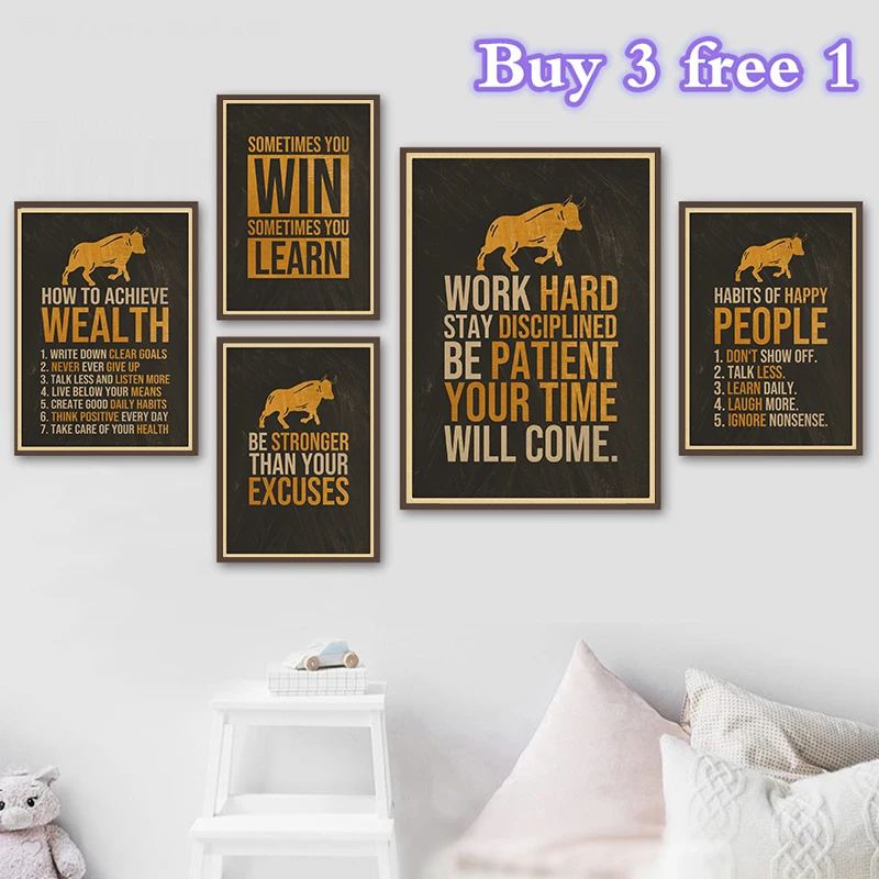 Motivational Kraft Paper Poster Just Don't Quit Wall Art Picture Prints Office  Home Decor Inspirational Artwork