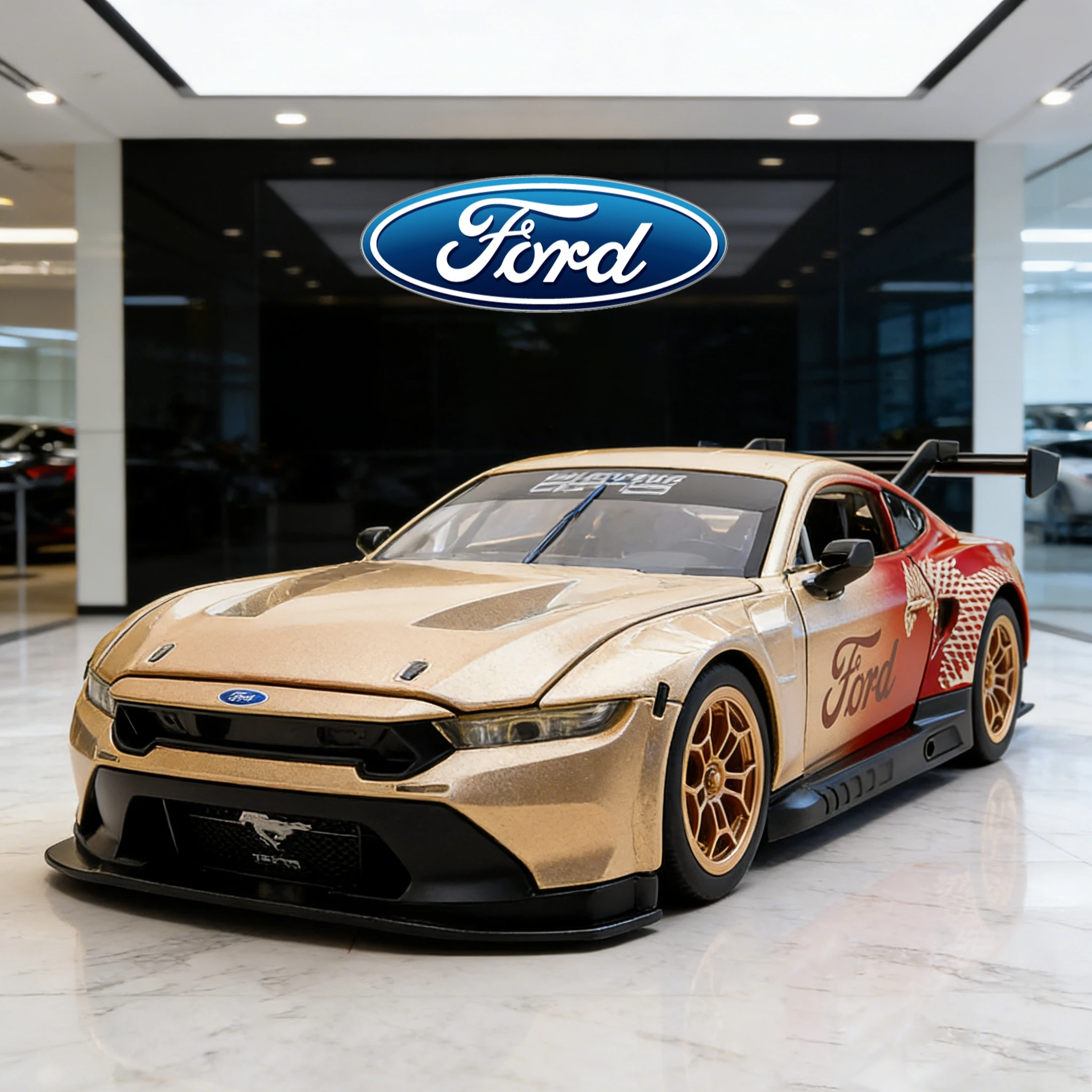 

1:24 Ford Mustang GT3 ограниченная серия, модель автомобиля из сплава, игрушечный автомобиль, литье под давлением, звуковой и световой автомобиль, игрушки для детей, автомобиль