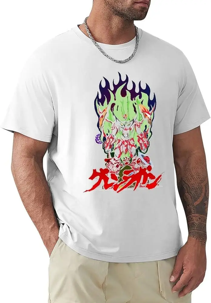 Gurren Anime Lagann Shirt Men's Ventilation Comfortable Crew Neck Tee Top Youth Trend Versatile