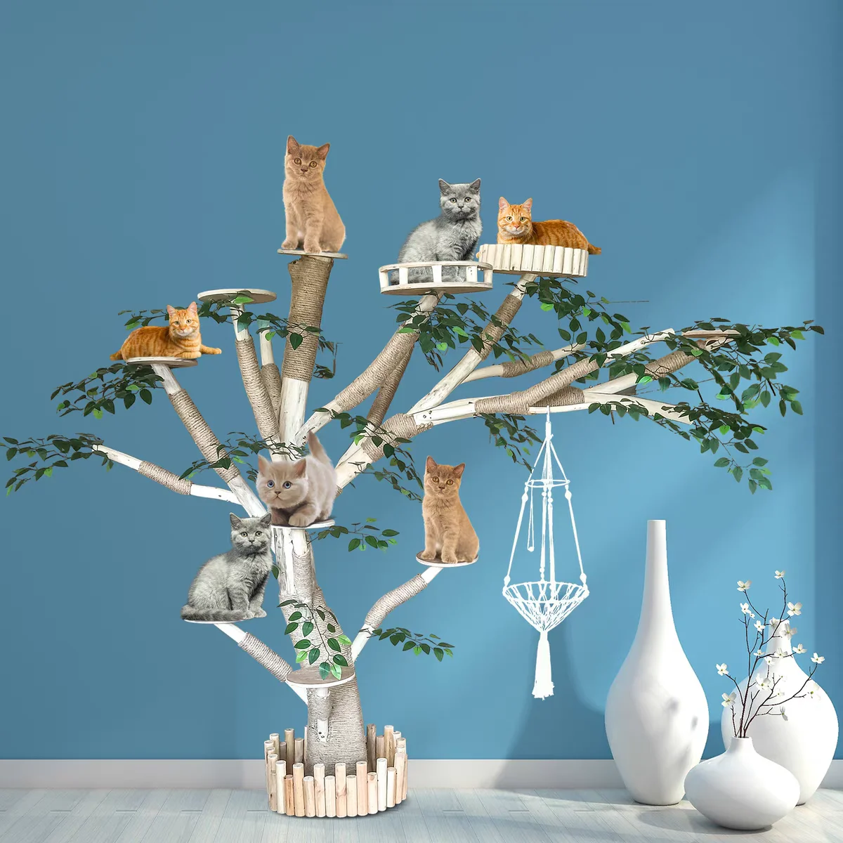 Wholesale Big Cat Wood House Scraper Tree For Cats