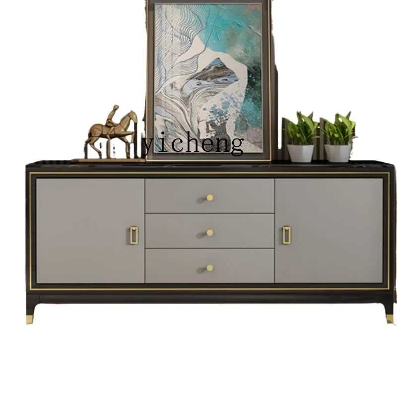 

TV Cabinet Light Luxury High-End Room Marble Living Room Bedroom Solid Wood Tea Table