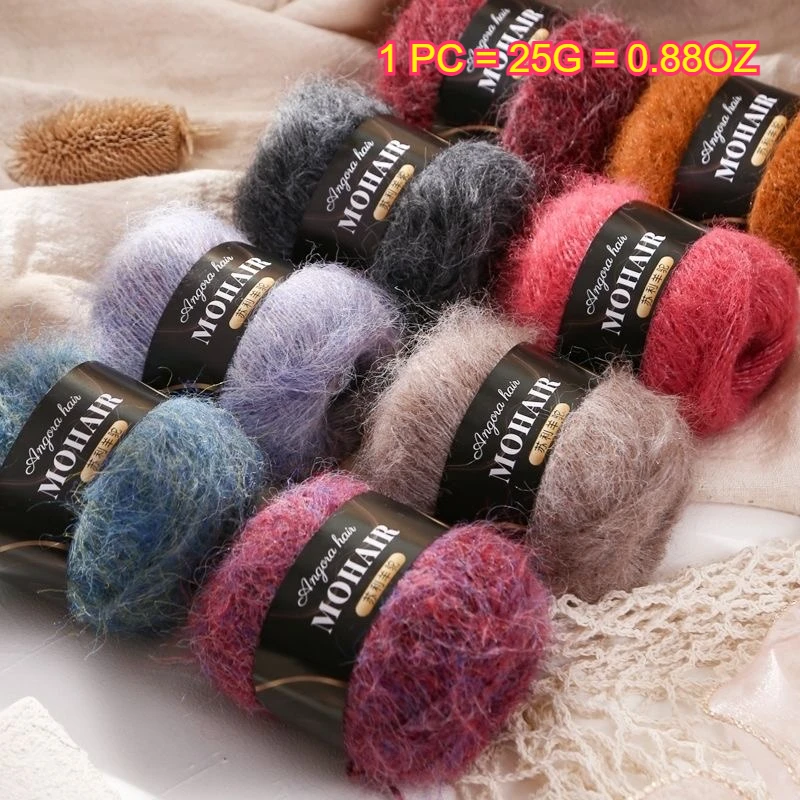 25g Mohair Yarn Wool Crochet Yarn For Crocheting DIY Crafts Doll Shawl Scarf Hat Hand-Knitted Thread Soft Plush Knitting YarnMO