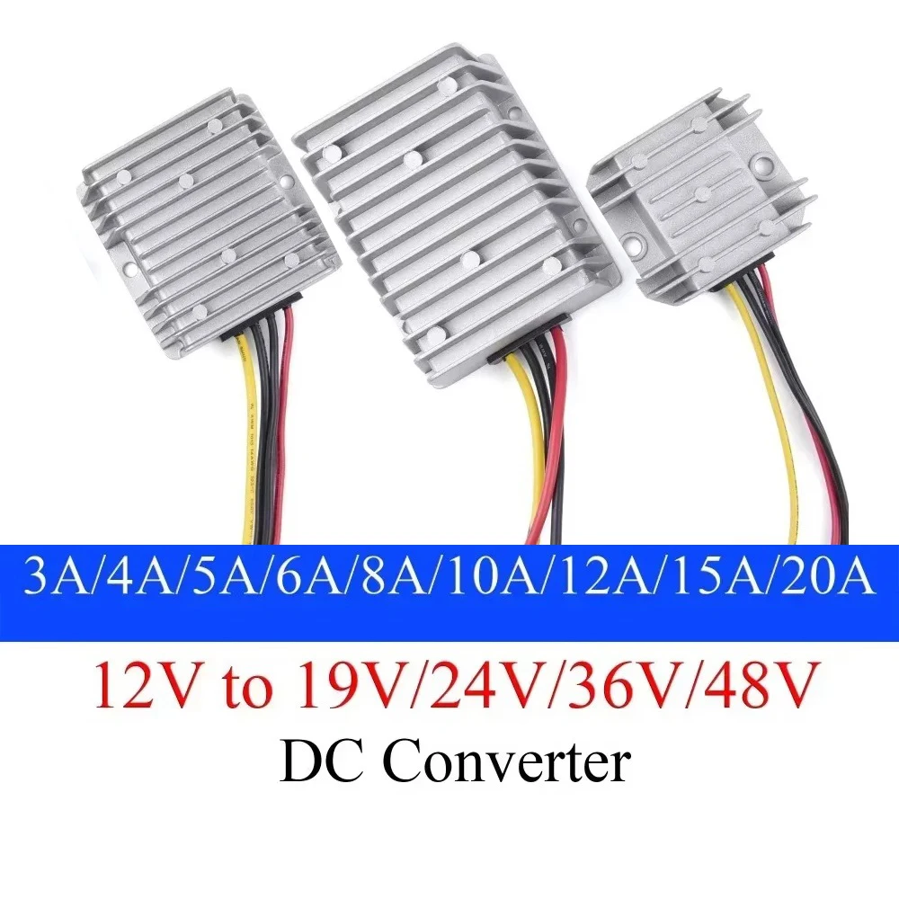 DC 12V to 48V/36V/24V/19V 15A3A 5A 10A 12A 8A Power Converter  Step-Up Voltage Supply Module Auto Boost Regulator For Car