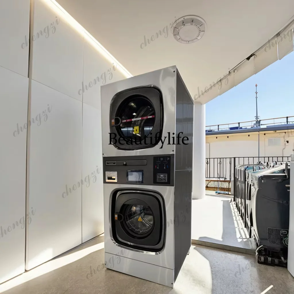 Card laundry coin gas machine operating 10kg stacking washer and dryer