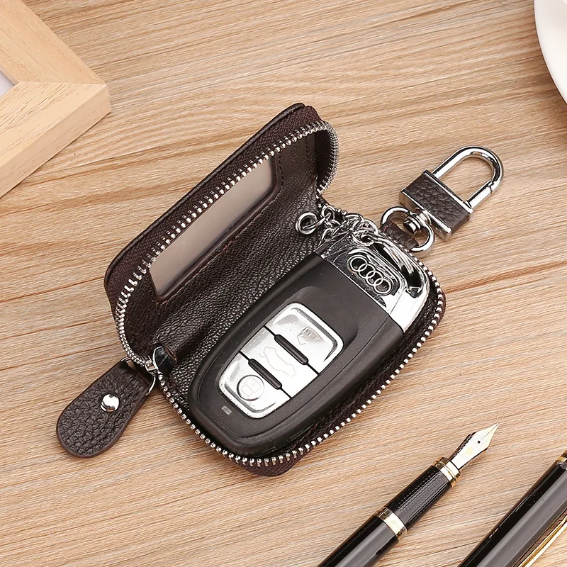 Genuine leather universal car key case, window key case, zipper style, multi-color