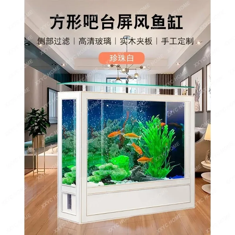 XNEW   Fish Tank Living Room Side Filter Hallway Screen Ecological Glass No Change Aquariumqw
