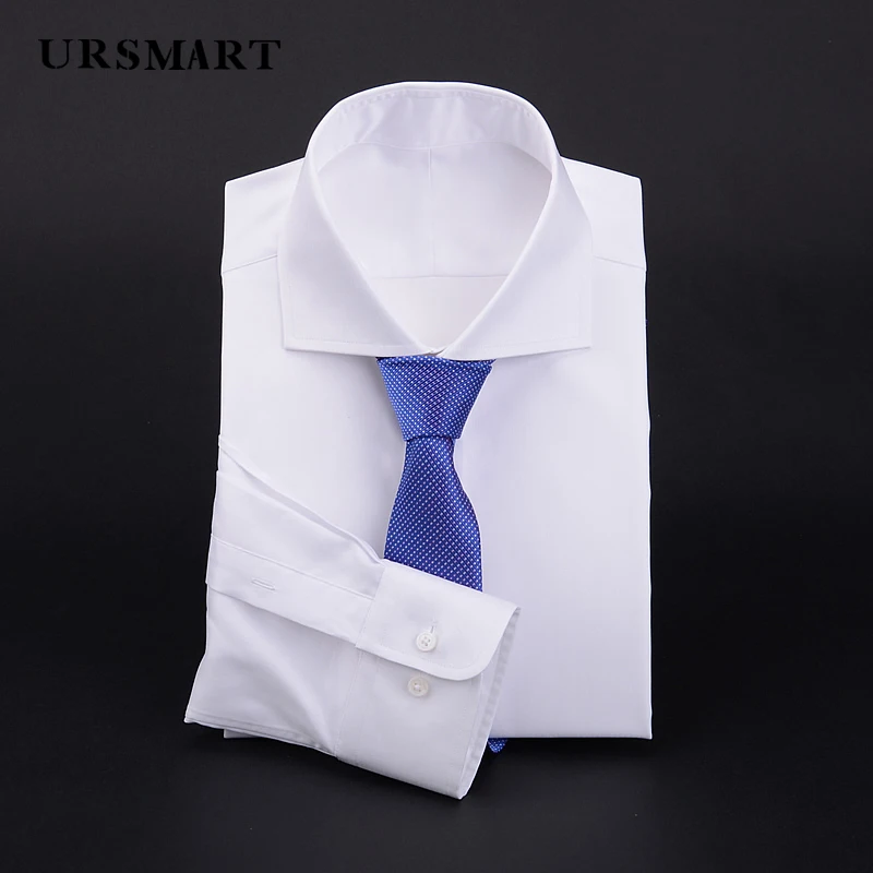 Windsor collar men's long sleeved shirt 100% cotton heterochromatic collar business office elegant slim fit shirt for men