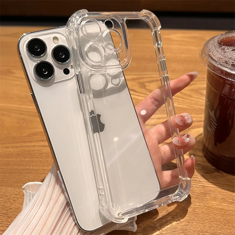 Funda transparente de lujo a prueba de golpes para iPhone 17 16 15 14 13 12 11 Pro Max X Xs XR Max 7 8 Plus SE, cubierta suave con bordes 2