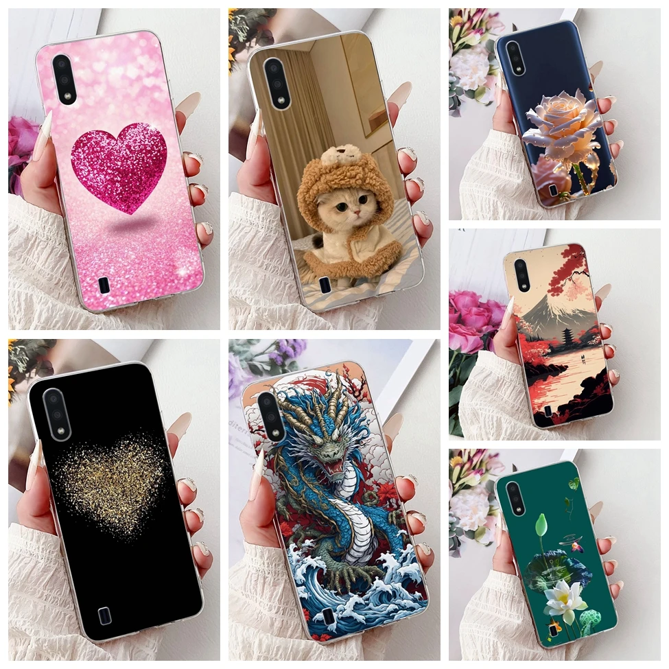 Funda transparente para Samsung A01, funda suave pintada divertida a la moda para Samsung Galaxy A01, funda de teléfono SM-A015F SM-A015G SM-A015M