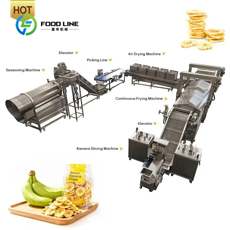 Customized size Automatic professional gas fried banana chip making machine banana chip processing production line