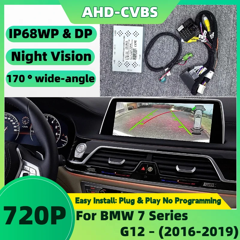 Rear View Camera AHD Dynamic Trajectory Decoder For BMW 7 Series G12  (2016-2019) ID5 ID6 EVO 6.5/8.8/10.25 Screen