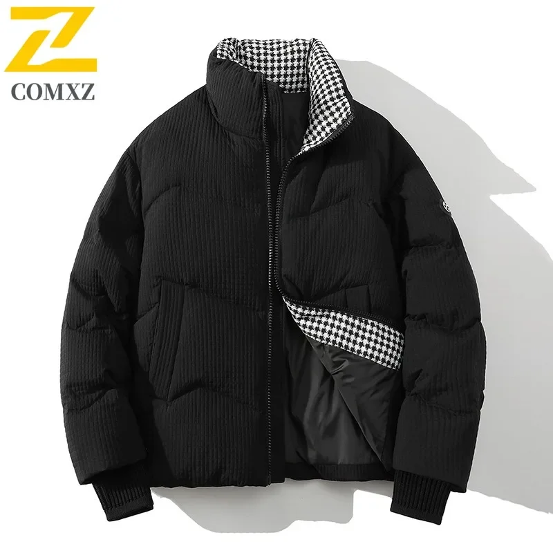 COMXZ Warm Thick Parker Coat Solid Color Minimalist Fashion Snow Skiing Puffer Jacket Street Stylish Down Jacket Men's Clothing