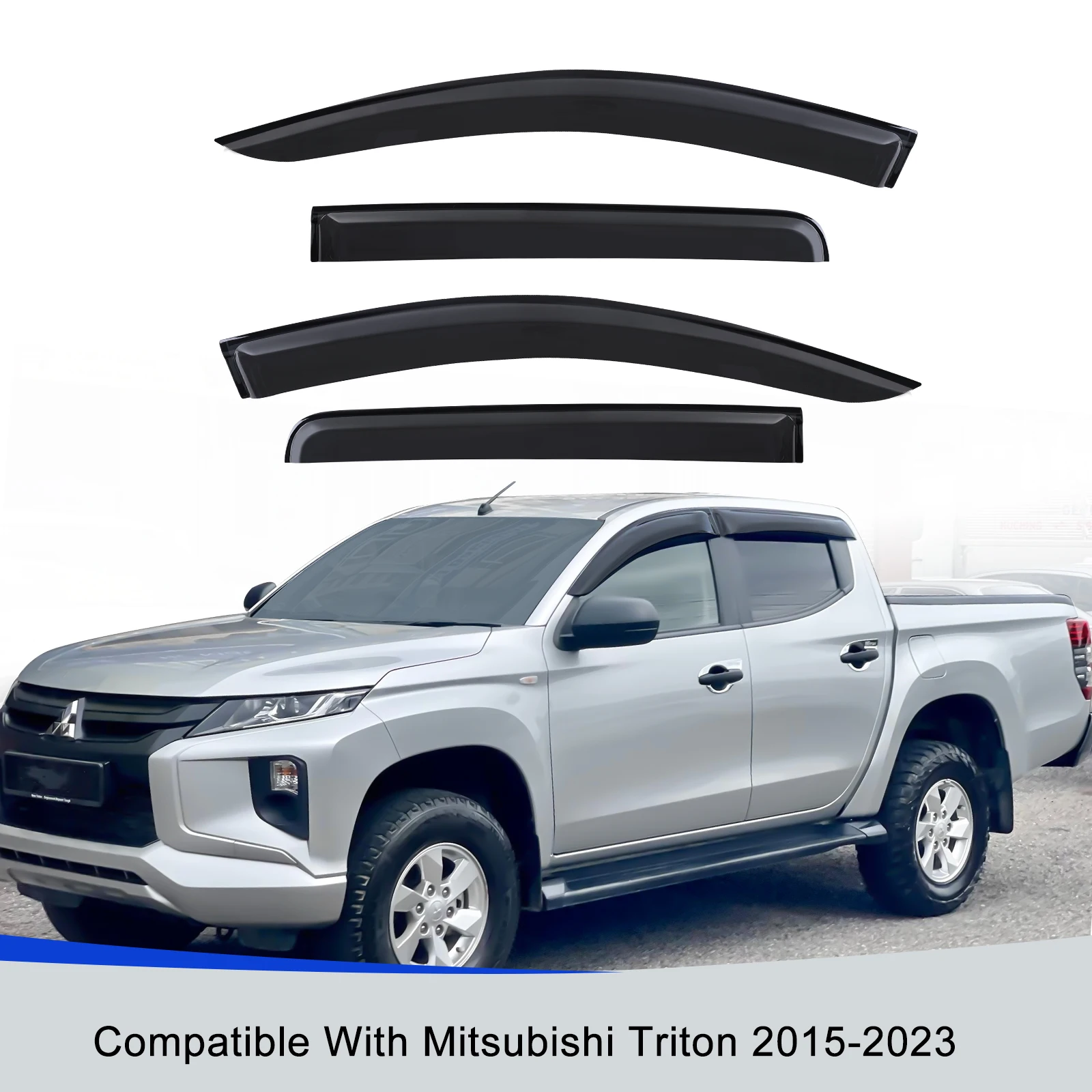 

4PCS Weather Shield Window Sun Rain Door Visor For Mitsubishi Triton 2015-2023 Wind Deflector Dual Cab Car Styling Accessories