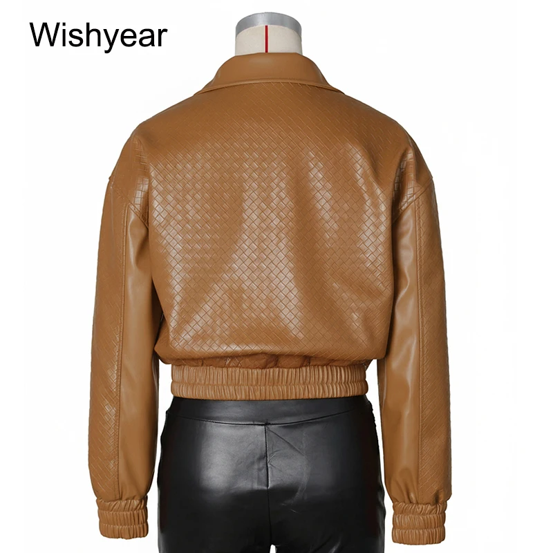 Jakcet en Faux cuir pour femmes, manches longues, fermeture éclair, revers, manteaux courts en PU, Street Moto Biker, minuit, Hipster, hauts d'extérieur y2k