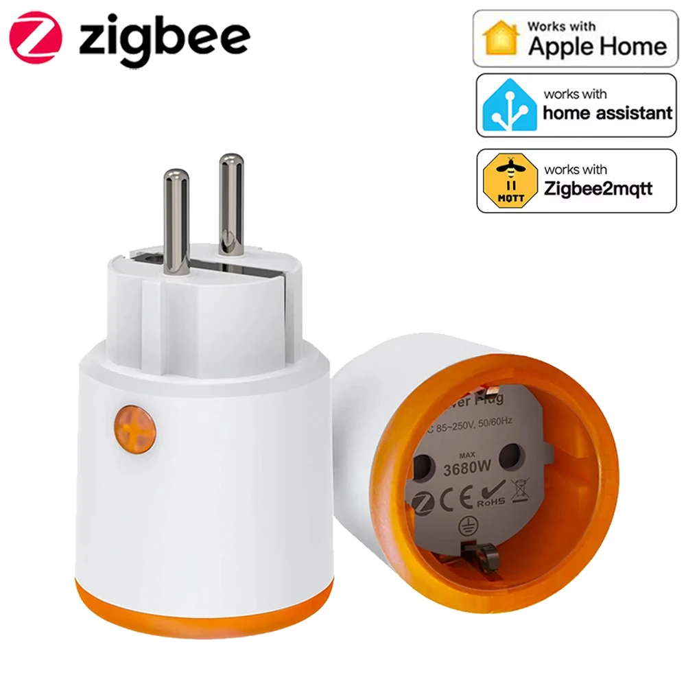 Homekit Smart Zigbee Power Plug 16A EU Outlet Meter Remote Control Work With Zigbee2mqttt and Home Assistant