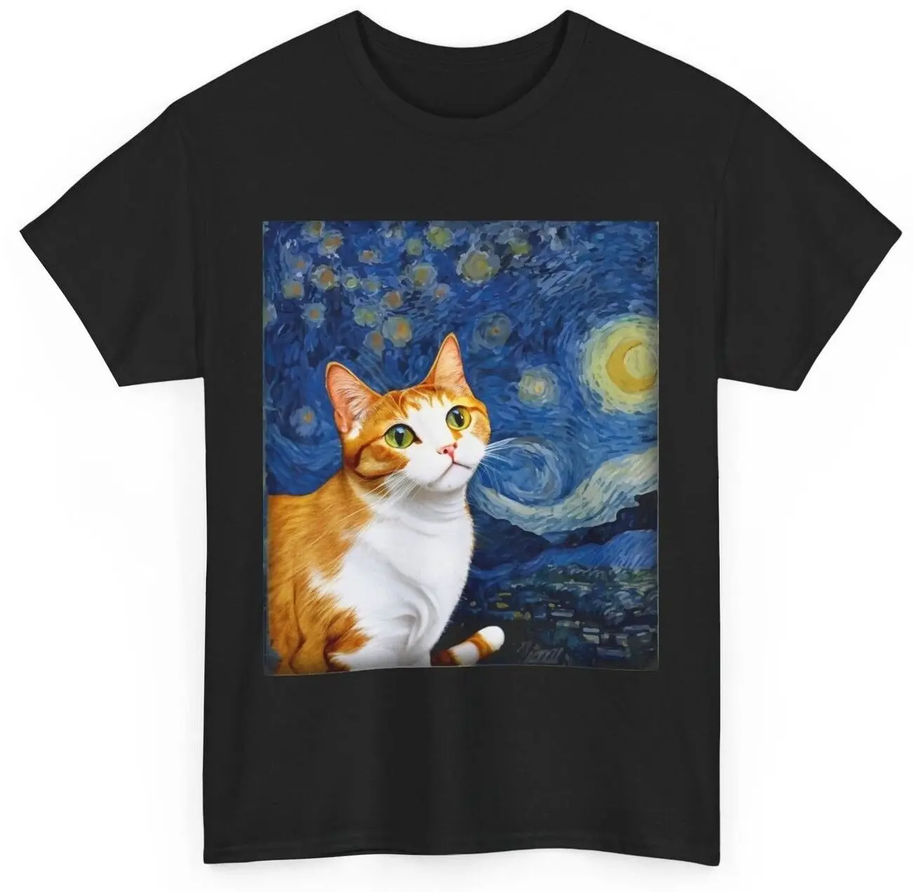 Cat Shirt, Van Gogh Starry Night Cat Tee, Cat Owner Women Men Shirt