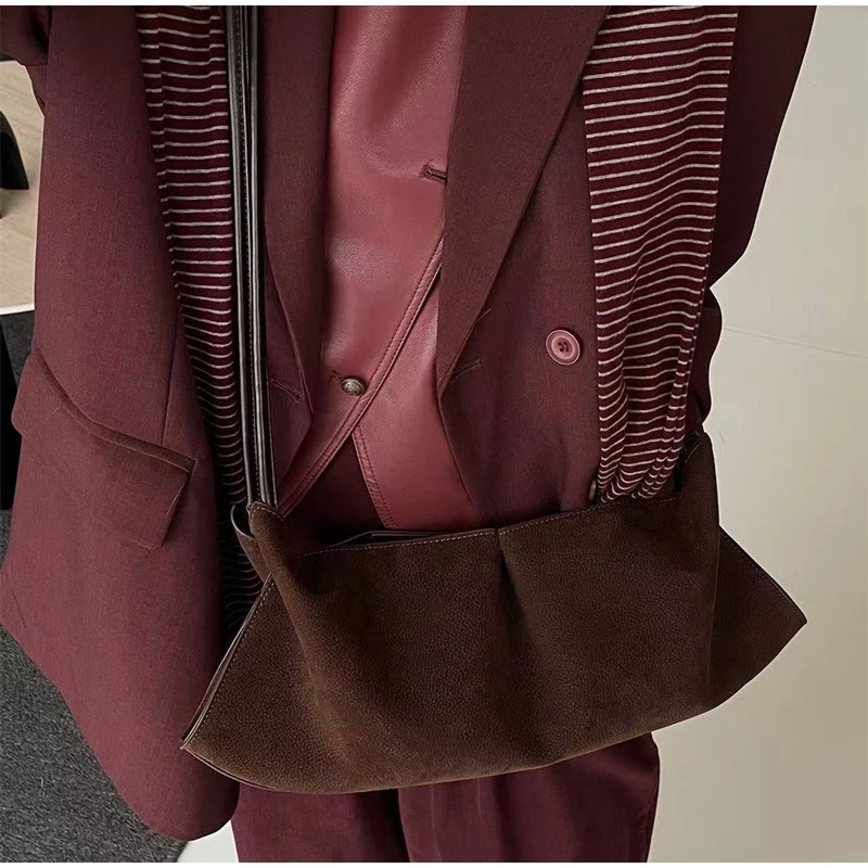 Fashion Pleated Bag Light Luxury Retro Simple Solid Color Shoulder Bag Brand New Advanced Commuter Versatile Women's Handbag