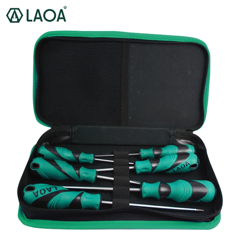 LAOA S2 6/9pcs Magnetic Screwdrivers set Slotted and Phillips Screw Drivers With Tools Bag