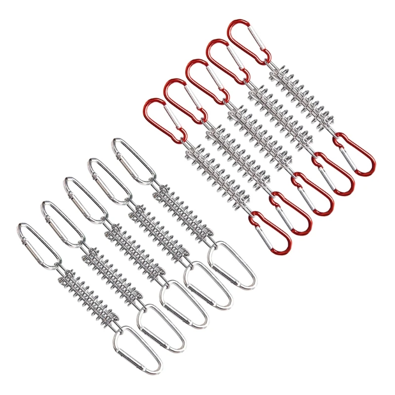 

5Pcs Outdoor Camping Pegs Spring Tent Buckle Steel Tent Rope Tightener with Clip