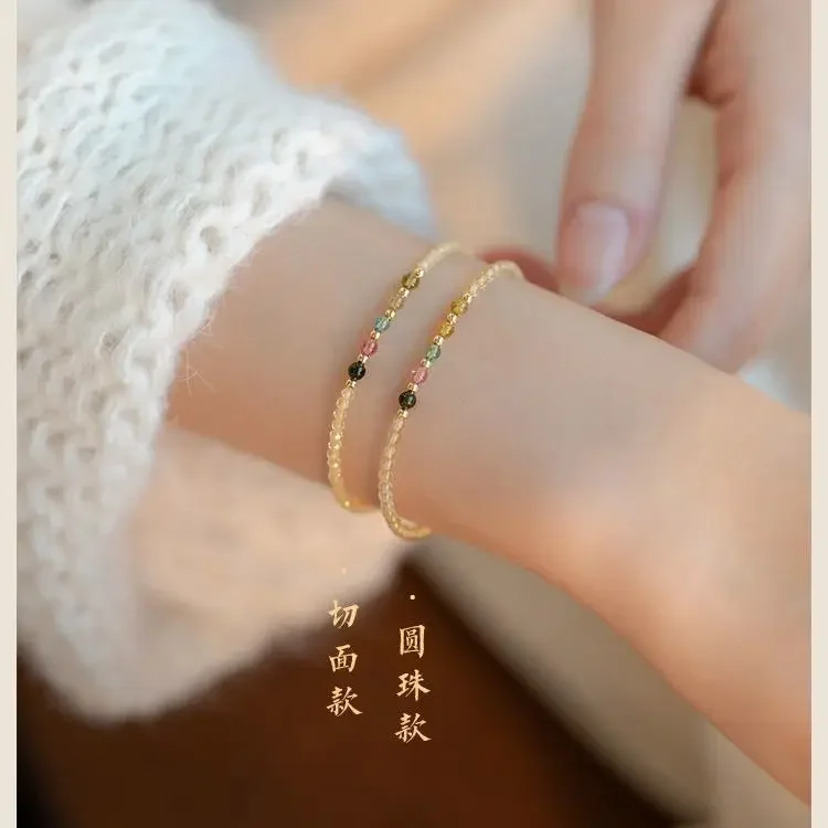 Extremely Fine Citrine Get Rich  Fortune-making Tourmaline Bracelet 2024 New Trend High-value Luxury Ins HandString For Women's