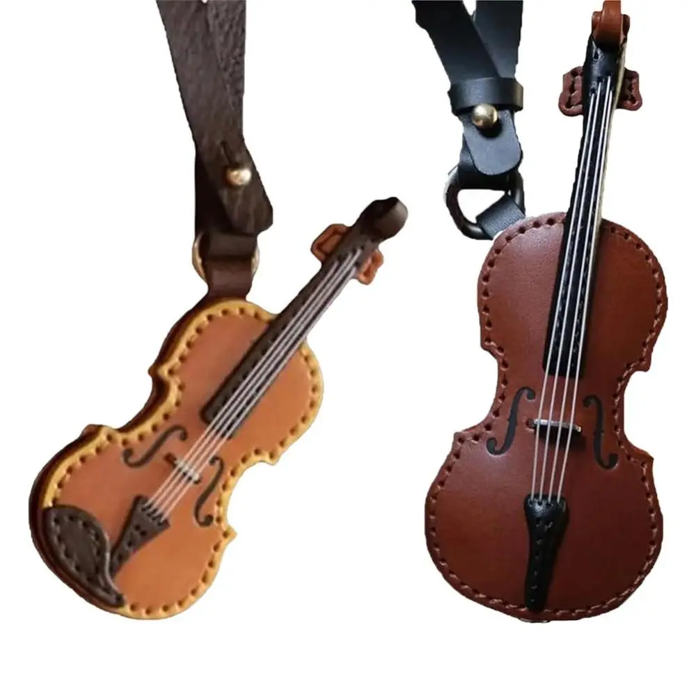 New PU Leather Violin & Cello Keychain Creative Friends Gifts Musical Instrument Keychain Durable Crafted Bag Pendant