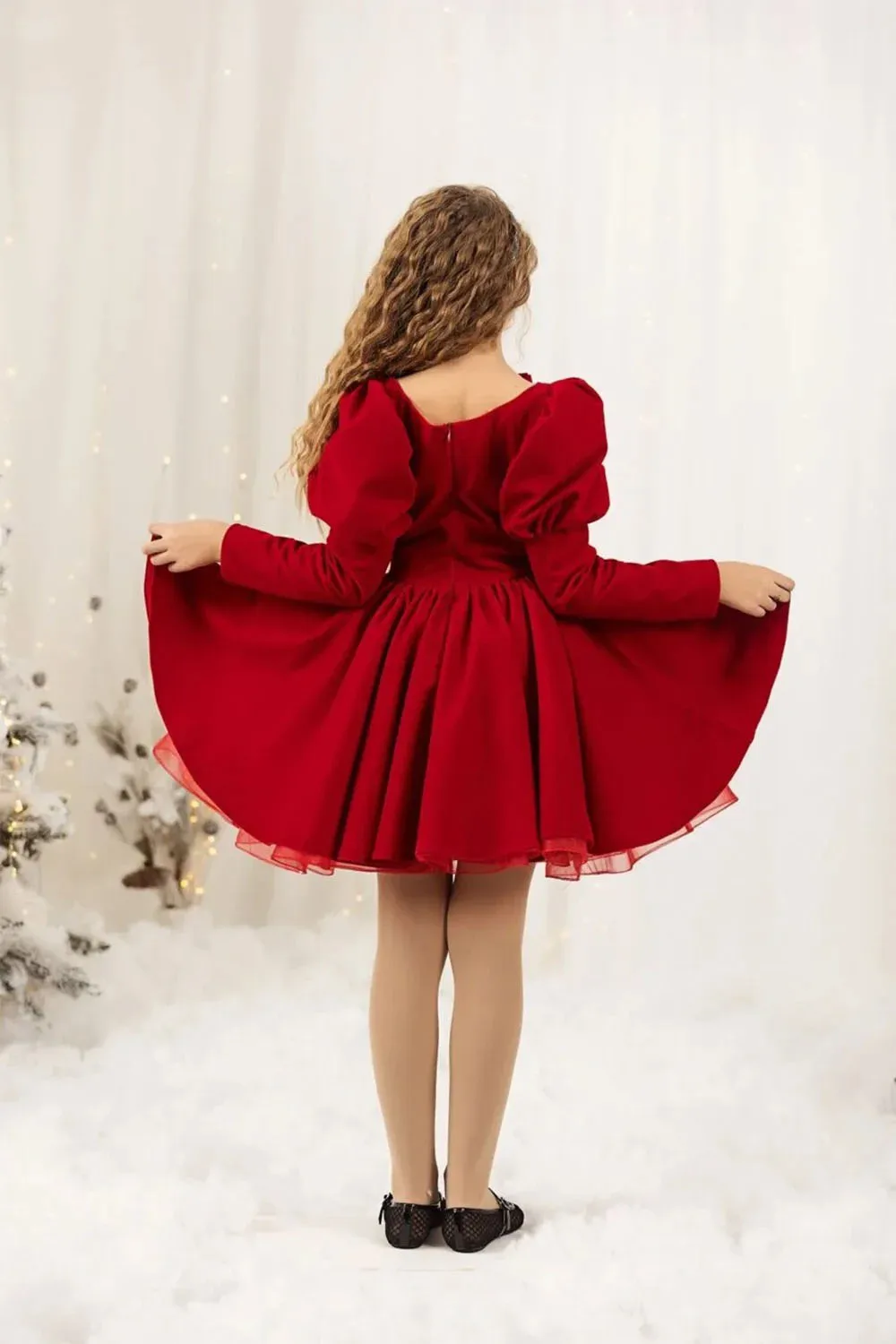 

Платье для девочки на заказ, красное, с цветочным узором, длиной до колена, с бантом, для Первого Причастия, танцев, дня рождения, выпускного, свадьбы, вечеринки