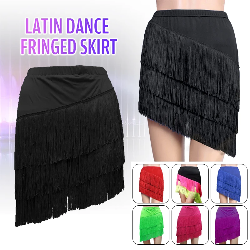 New Fashion Latin Fringe Skirt Elastic Comfortable Dance Costume Ladies Irregular Skirt Stage Performance Practice Accessories