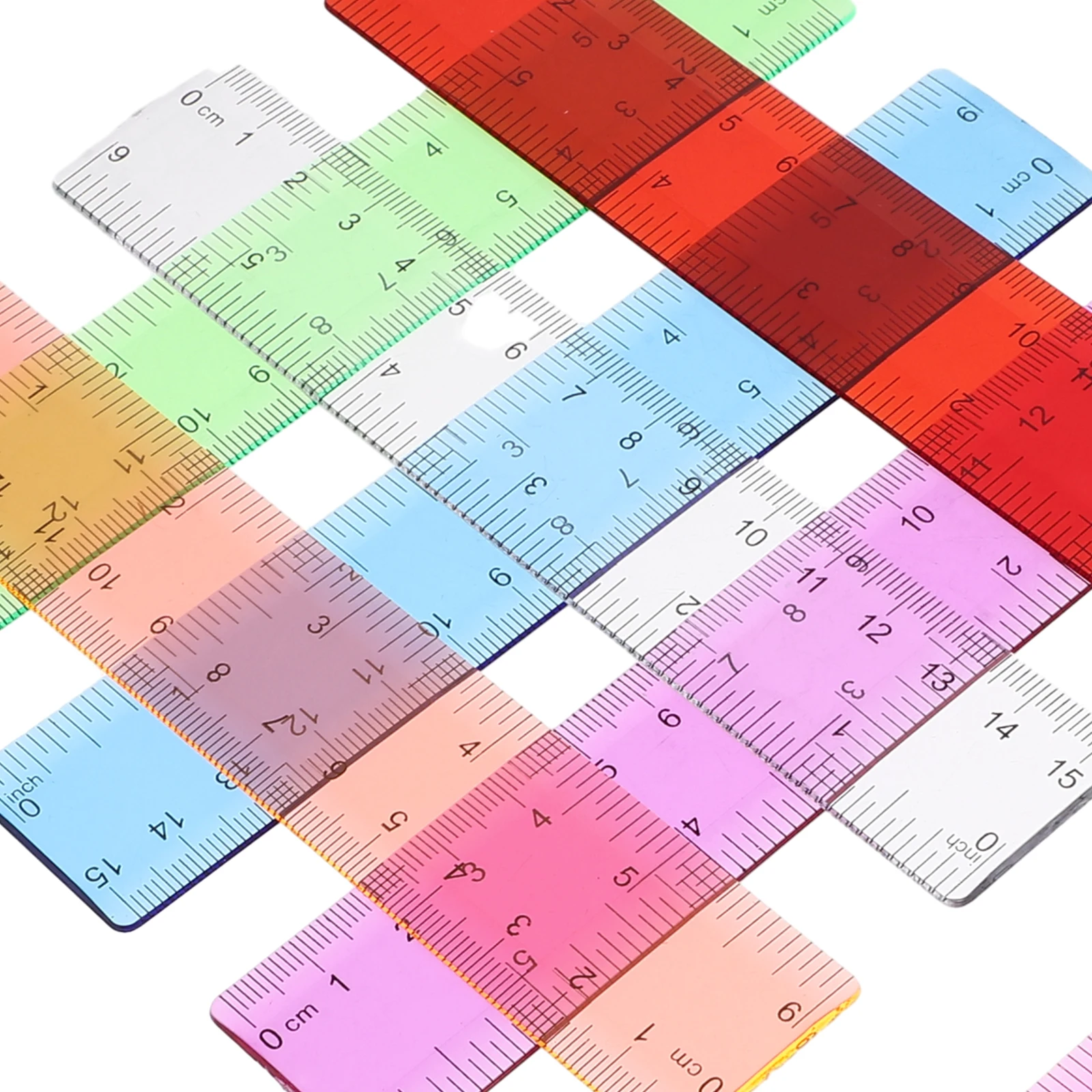 14 Pcs Colored Transparent Ruler Centimeters Multifunction Kids Teaching Desk School Supplies Straight Board Drawing Student