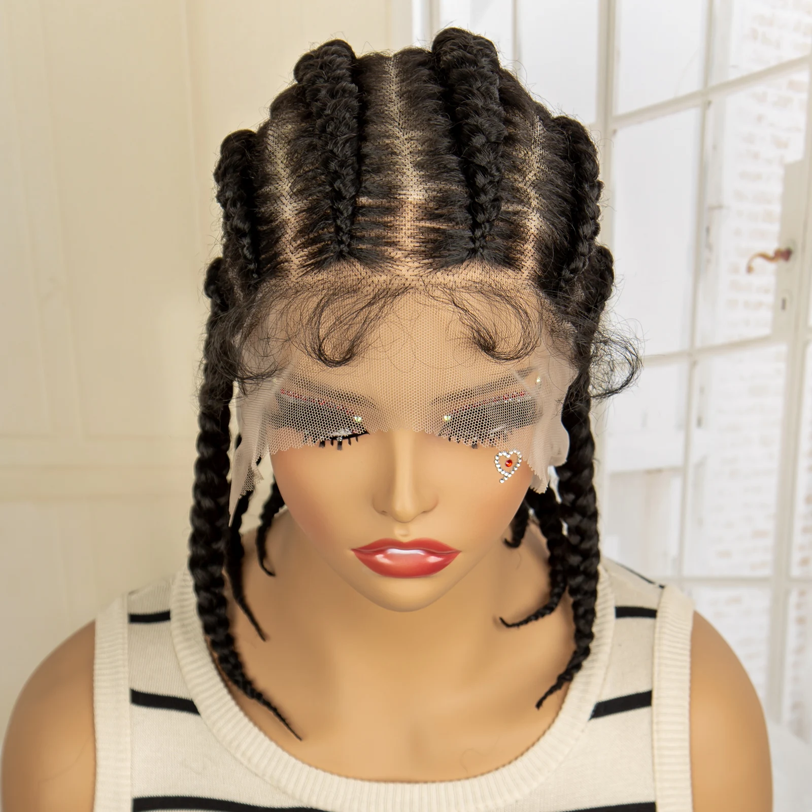 Synthetic Full Lace Cornrow Box Braids Wig 14Inches Short Braided Lace Front Wigs for Women Jumbo Knotless Box Braid Lace Wigs