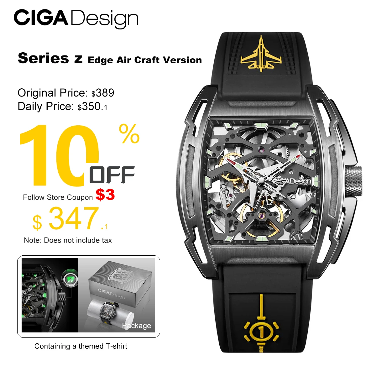 

CIGA Design Limited Edition Skeleton Automatic Watch for Men Mechanical Wrist Watches IP Titanium Coating Case Sapphire Crystal