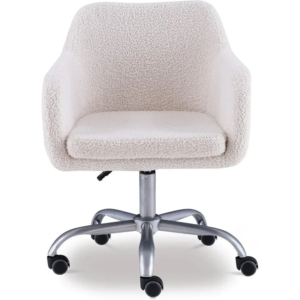 Linon Brooklyn-silla de oficina Sherpa, color marfil