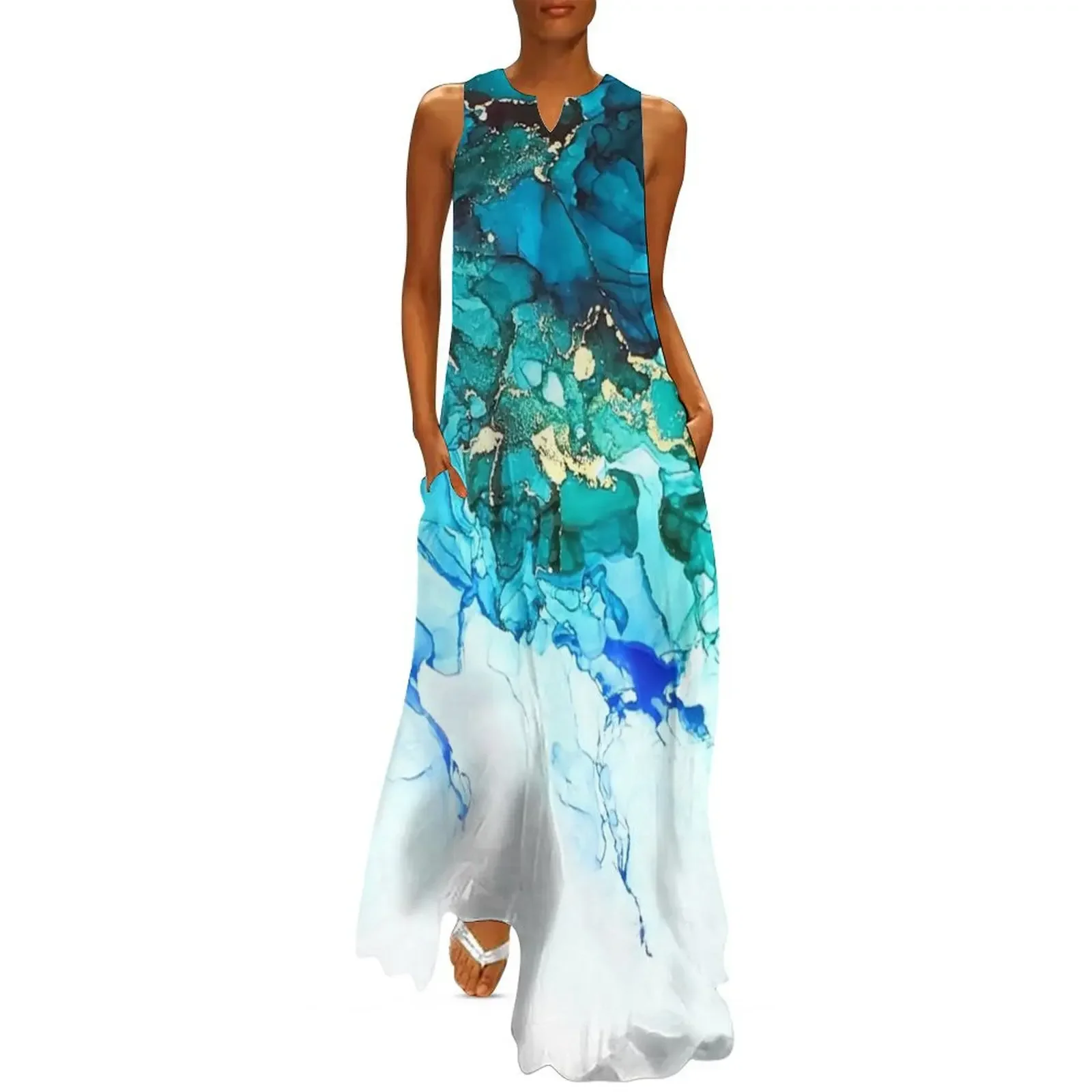 

Mermaid Waters - Alcohol Ink Art Long Dress wedding dresses for woman elegant dresses for women Dress