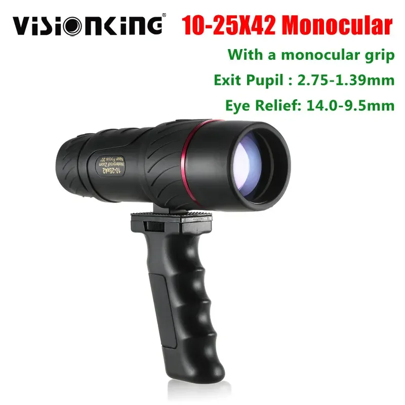 

Visionking Professional 10-25X42 Zoom Monocular Portable Outdoor Sport Birdwatching Camping Roof Waterproof Telescope W/ Gripod