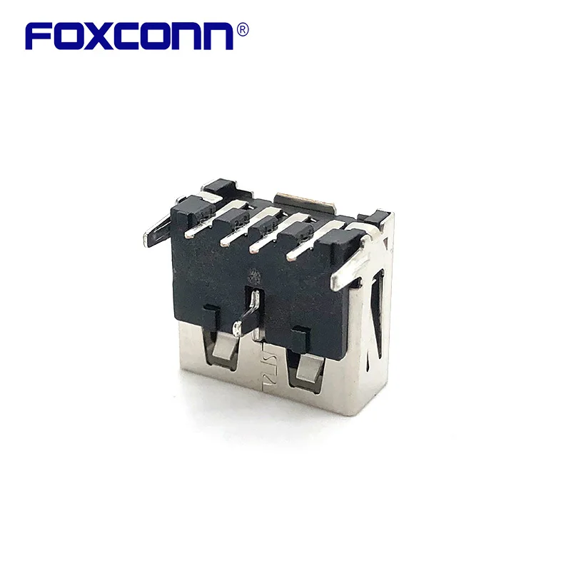 Konektor Bodi Pendek Mulut Datar USB2.0 Port Tunggal Foxconn UB11123-SH1-4F