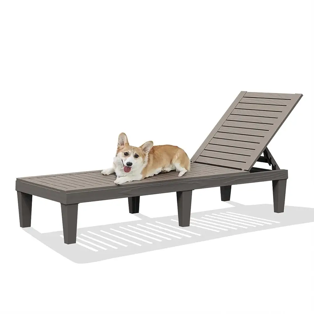 

Outdoor Chaise Lounge,Resin Pool Lounge Chair Waterproof Recliner, Taupe