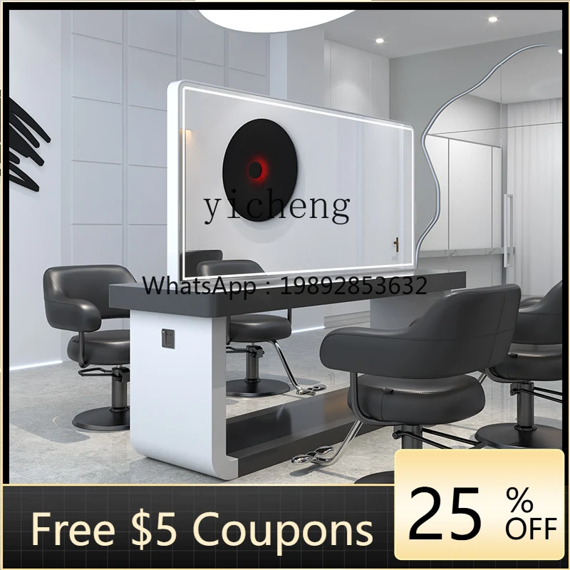ZZ 2 barber shop mirror hairdresser trendy mirror table hair cutting single and double-sided floor mirror