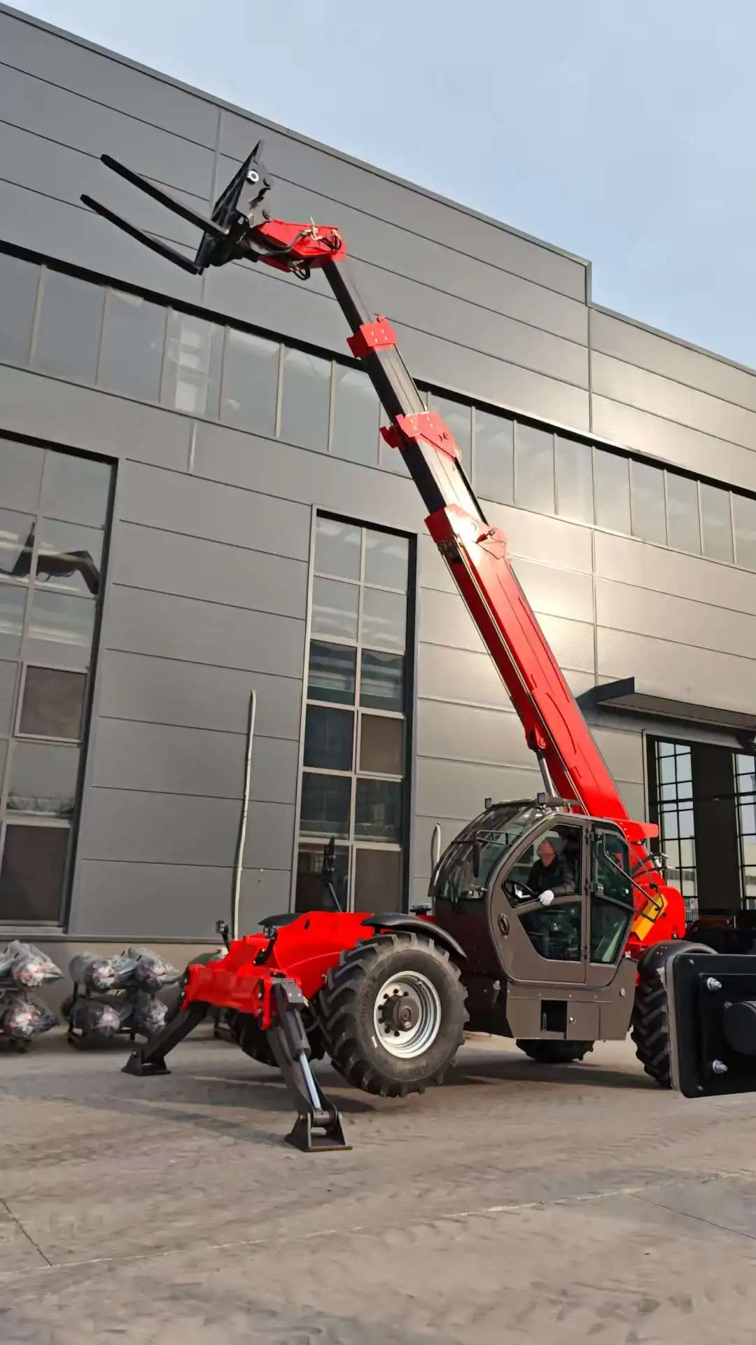 4x4 3.5 Ton 10m Telescopic Telehandler Forklift with Crab Steering and Quick Coupler Attachments