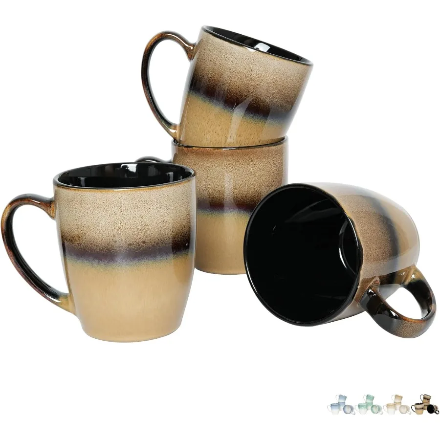 

Набор из 4 керамических кофейных кружек емкостью 17 унций доступных в 4 цветах идеально подходит для посудомоечной машины для утреннего чая или кофе и микроволновой печи.