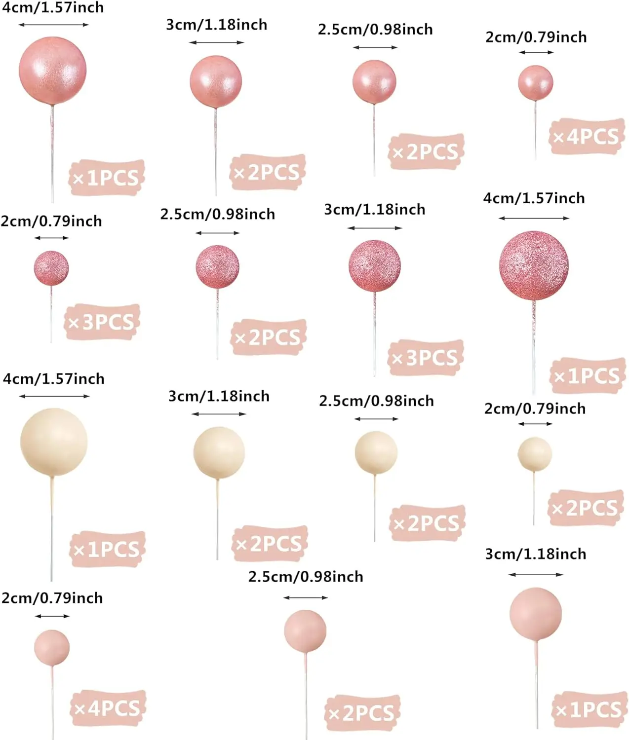 32 Stück Ball kuchen Picks bunte kugelförmige Kuchen deckel Perlen kugeln Cupcake Kuchen einsatz Topper für Geburtstags feier Hochzeits dekor – Detail 28